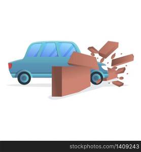 Car wall accident icon. Cartoon of car wall accident vector icon for web design isolated on white background. Car wall accident icon, cartoon style