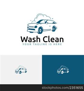 Car Wash Clean Silhouette Carwash Soap Foam Auto Service Logo