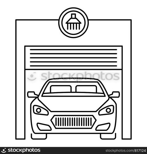 Car wash garage icon. Outline car wash garage vector icon for web design isolated on white background. Car wash garage icon, outline style