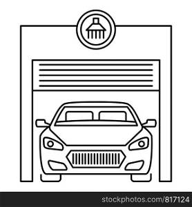 Car wash garage icon. Outline car wash garage vector icon for web design isolated on white background. Car wash garage icon, outline style
