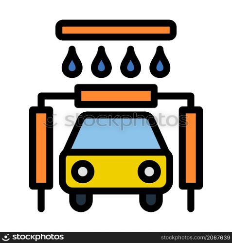 Car Wash Icon. Editable Bold Outline With Color Fill Design. Vector Illustration.