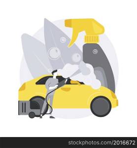 Car wash service abstract concept vector illustration. Automatic wash, vehicle cleaning market, self-serve station, 24 hours full service company, hand, interior vacuum cleaning abstract metaphor.. Car wash service abstract concept vector illustration.