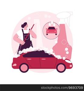 Car wash service abstract concept vector illustration. Automatic wash, vehicle cleaning market, self-serve station, 24 hours full service company, hand, interior vacuum cleaning abstract metaphor.. Car wash service abstract concept vector illustration.