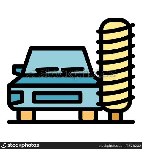 Car wash stand icon outline vector. Carwash service. Clean tire color flat. Car wash stand icon vector flat