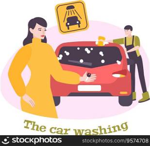Car washing composition vector image