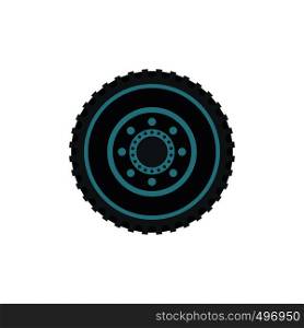 Car wheel flat icon. Car racing symbol isolated on white background. Car wheel flat icon