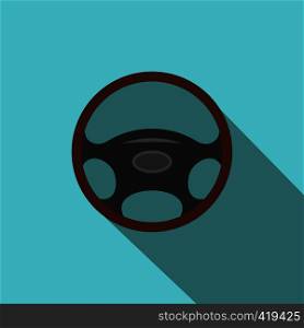Car wheel flat icon with shadow on a blue background. Car wheel flat icon with shadow
