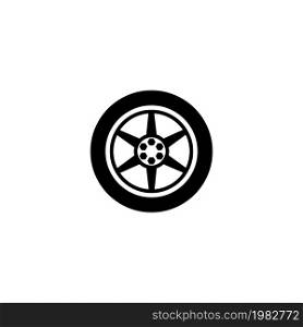 Car Wheel. Flat Vector Icon. Simple black symbol on white background. Car Wheel Flat Vector Icon