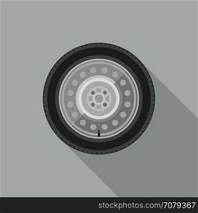 Car wheel icon. Car wheel flat icon. Vector simple illustration of auto wheel.