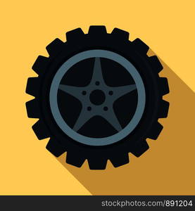 Car wheel icon. Flat illustration of car wheel vector icon for web design. Car wheel icon, flat style