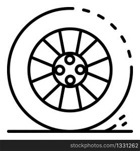 Car wheel icon. Outline car wheel vector icon for web design isolated on white background. Car wheel icon, outline style