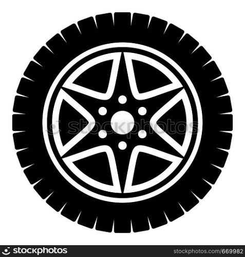 Car wheel icon. Simple illustration of car wheel vector icon for web. Car wheel icon, simple style.