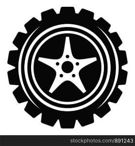 Car wheel icon. Simple illustration of car wheel vector icon for web design isolated on white background. Car wheel icon, simple style