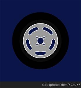 Car wheel sign tire transportation driver machine equipment. Vector auto engine part vehicle. Rubber black rim disc