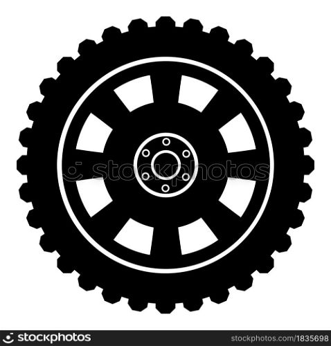 Car wheel Tire icon black color vector illustration flat style simple image. Car wheel Tire icon black color vector illustration flat style image