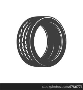Car wheel tire icon. Vector isolated automotive part or vehicle tire. Car tire, vehicle wheel auto part icon