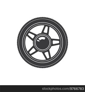 Car wheel with alloy disk isolated vehicle rim. Vector rubber tyre and auto disk. Tyre of vehicle with alloy disk isolated car rim