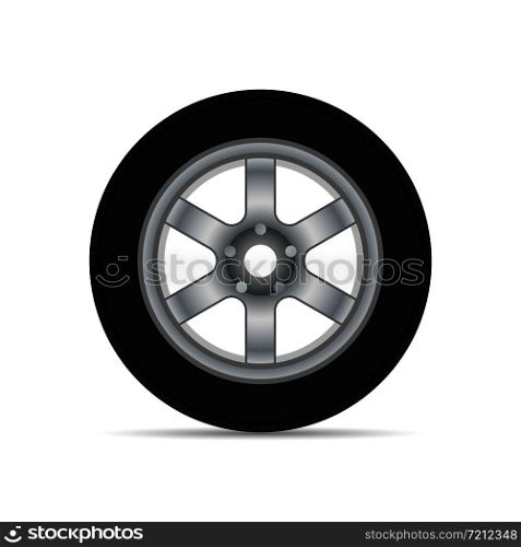 Car wheel with shadow on white back