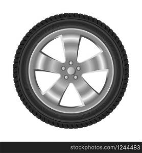 Car wheel with tire realistic isolated