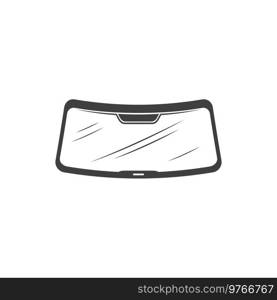 Car windshield or windscreen auto glass front wind. Vector isolated vehicle windshield icon. Car windshield glass, vehicle part icon