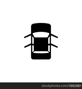 Car with Open Doors. Flat Vector Icon. Simple black symbol on white background. Car with Open Doors Flat Vector Icon