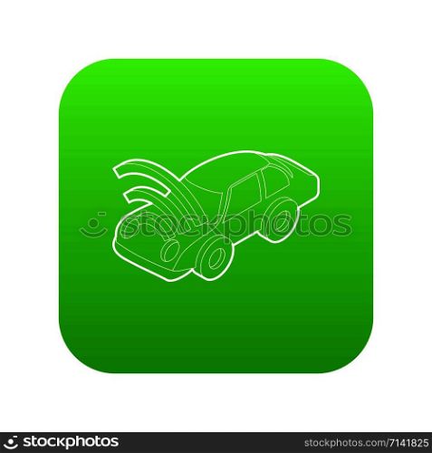 Car with wifi sign icon green vector isolated on white background. Car with wifi sign icon green vector