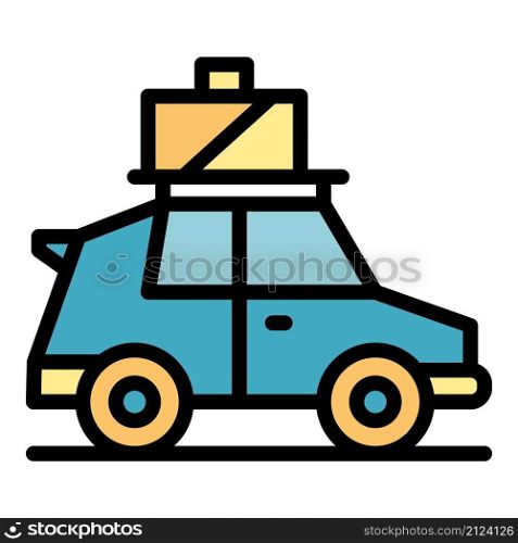 Car world travel icon. Outline car world travel vector icon color flat isolated. Car world travel icon color outline vector