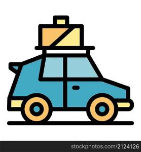 Car world travel icon. Outline car world travel vector icon color flat isolated. Car world travel icon color outline vector