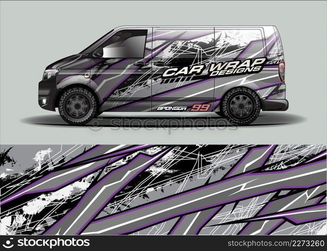 Car wrap decal design vector. abstract Graphic background kit designs for vehicle, race car, rally, livery, sport car