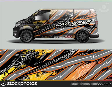 Car wrap decal design vector. abstract Graphic background kit designs for vehicle, race car, rally, livery, sport car