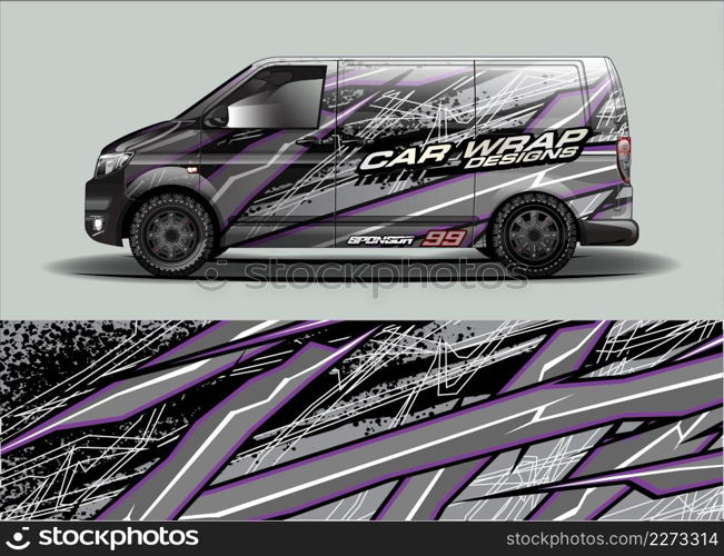 Car wrap decal design vector. abstract Graphic background kit designs for vehicle, race car, rally, livery, sport car