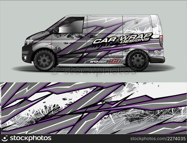 Car wrap decal design vector. abstract Graphic background kit designs for vehicle, race car, rally, livery, sport car