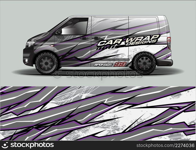 Car wrap decal design vector. abstract Graphic background kit designs for vehicle, race car, rally, livery, sport car