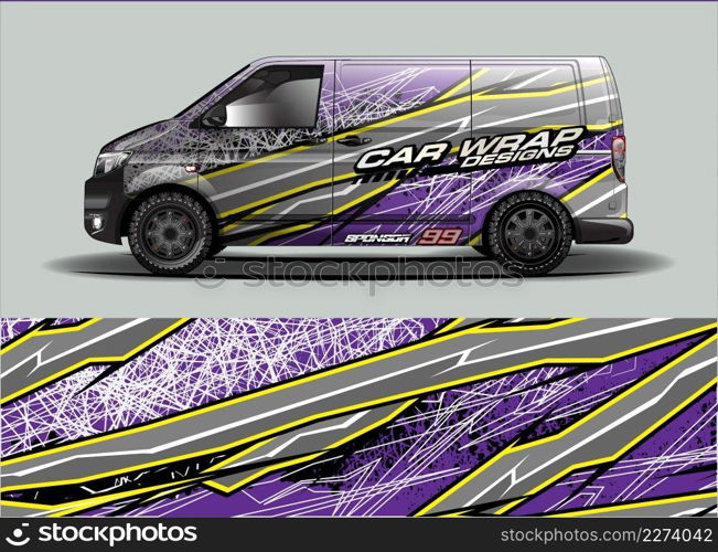 Car wrap decal design vector. abstract Graphic background kit designs for vehicle, race car, rally, livery, sport car