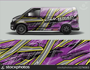 Car wrap decal design vector. abstract Graphic background kit designs for vehicle, race car, rally, livery, sport car