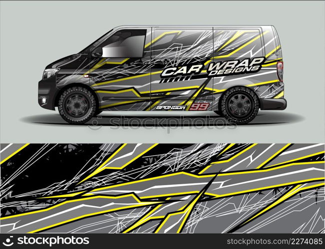 Car wrap decal design vector. abstract Graphic background kit designs for vehicle, race car, rally, livery, sport car