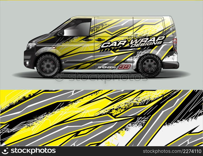 Car wrap decal design vector. abstract Graphic background kit designs for vehicle, race car, rally, livery, sport car