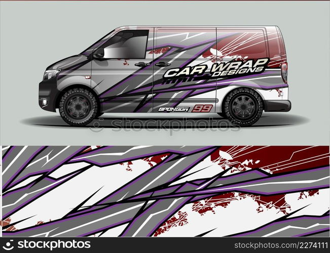 Car wrap decal design vector. abstract Graphic background kit designs for vehicle, race car, rally, livery, sport car