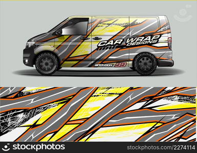 Car wrap decal design vector. abstract Graphic background kit designs for vehicle, race car, rally, livery, sport car