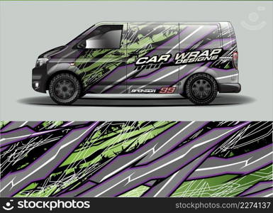 Car wrap decal design vector. abstract Graphic background kit designs for vehicle, race car, rally, livery, sport car