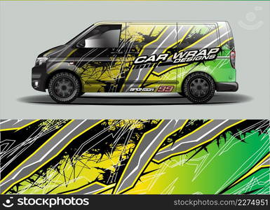 Car wrap decal design vector. abstract Graphic background kit designs for vehicle, race car, rally, livery, sport car