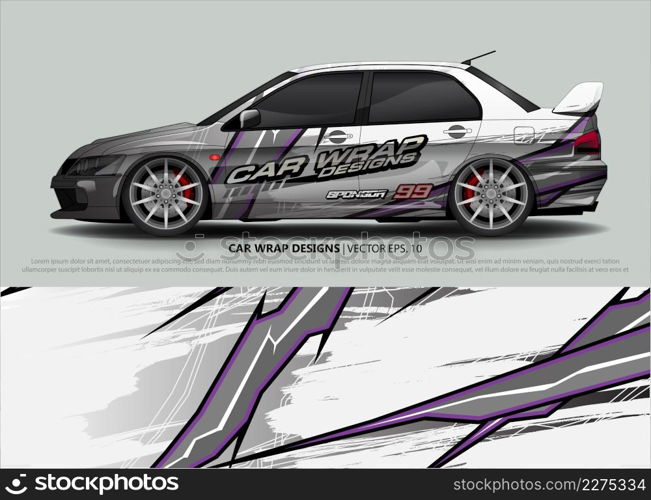 Car wrap decal design vector. abstract Graphic background kit designs for vehicle, race car, rally, livery, sport car