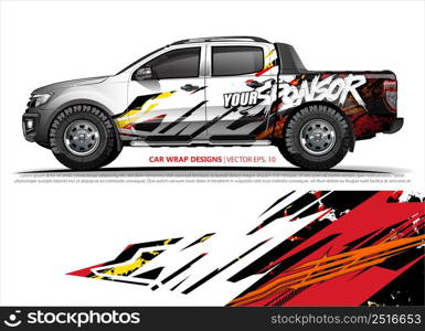 Car wrap decal design vector. abstract Graphic background kit designs for vehicle, race car, rally, livery, sport car