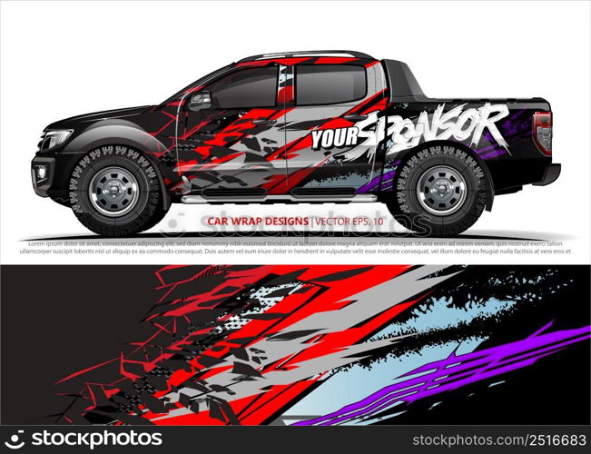 Car wrap decal design vector. abstract Graphic background kit designs for vehicle, race car, rally, livery, sport car