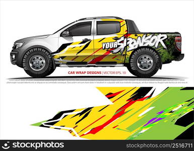 Car wrap decal design vector. abstract Graphic background kit designs for vehicle, race car, rally, livery, sport car