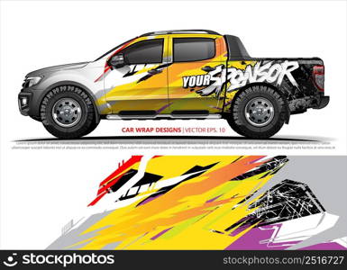 Car wrap decal design vector. abstract Graphic background kit designs for vehicle, race car, rally, livery, sport car