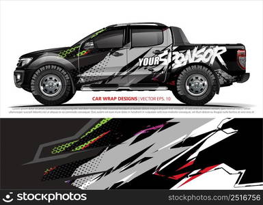 Car wrap decal design vector. abstract Graphic background kit designs for vehicle, race car, rally, livery, sport car