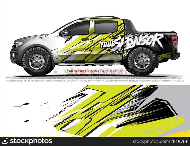 Car wrap decal design vector. abstract Graphic background kit designs for vehicle, race car, rally, livery, sport car