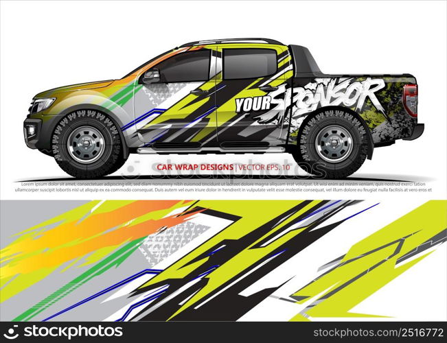 Car wrap decal design vector. abstract Graphic background kit designs for vehicle, race car, rally, livery, sport car