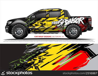 Car wrap decal design vector. abstract Graphic background kit designs for vehicle, race car, rally, livery, sport car